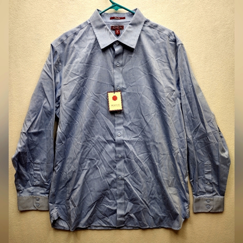 Red House Button Up Shirt Men's XL Light Blue 100% Cotton Slim Fit